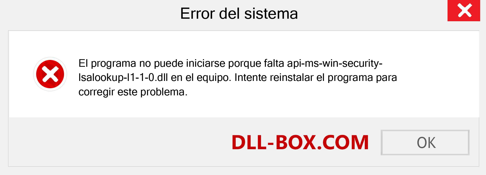 ¿Falta el archivo api-ms-win-security-lsalookup-l1-1-0.dll ?. Descargar para Windows 7, 8, 10 - Corregir api-ms-win-security-lsalookup-l1-1-0 dll Missing Error en Windows, fotos, imágenes